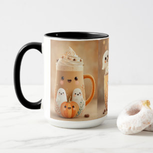Cute Ghost Pumpkin Latte Mug