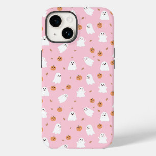 Cute Ghost & Pumpkin Pink Halloween Pattern Case-Mate iPhone 14 Case