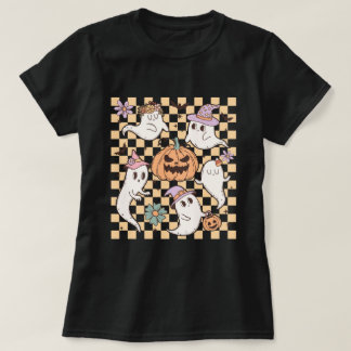 Cute Ghost Pumpkin Retro Halloween T-Shirt