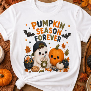 Cute Ghost Pumpkin Season Forever Kids T-Shirt