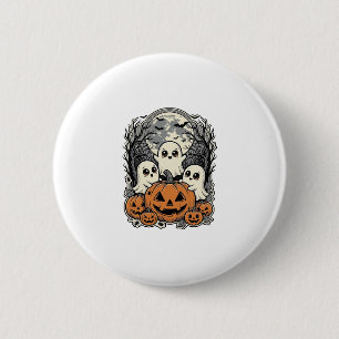 Cute Ghost Pumpkin Shirt Vintage Engraving Hallowe 6 Cm Round Badge