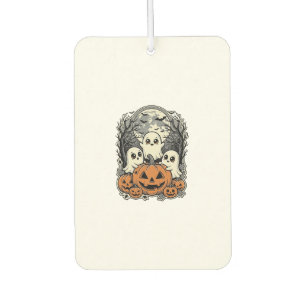 Cute Ghost Pumpkin Shirt Vintage Engraving Hallowe Car Air Freshener