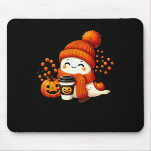 Cute Ghost Pumpkin Spice Cup Halloween Fall Drink Mouse Mat