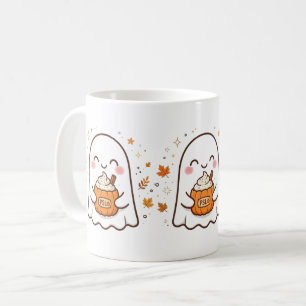 Cute Ghost Pumpkin Spice Latte Mug Kawaii Hallow