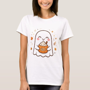 Cute Ghost Pumpkin Spice Latte PSL Fall Halloween T-Shirt