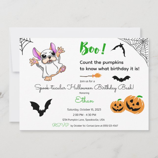 Cute ghost pumpkins Halloween 2nd Birthday Invitation (Front)