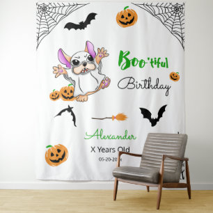 Cute ghost pumpkins Halloween Birthday Backdrop Tapestry
