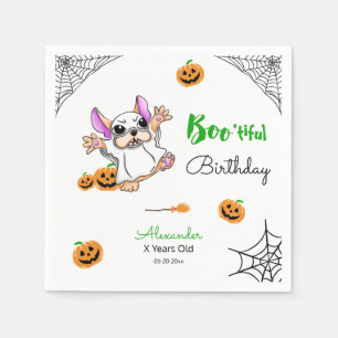 Cute ghost pumpkins Halloween Happy Birthday Napkin