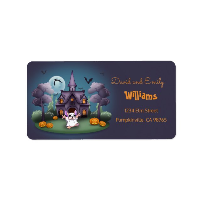 Cute ghost pumpkins Haunted House Halloween Addres Label (Front)