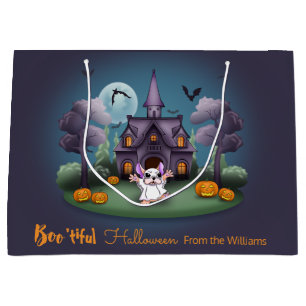 Cute ghost pumpkins Haunted House Halloween Large Gift Bag