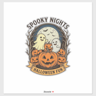 Cute Ghost Pumpkins Vintage Engraving Halloween Ar