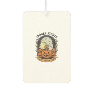 Cute Ghost Pumpkins Vintage Engraving Halloween Ar Car Air Freshener