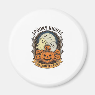 Cute Ghost Pumpkins Vintage Engraving Halloween Ar Magnet