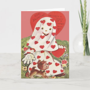 Cute Ghost Puppy Dog Heart Valentine Holiday Card