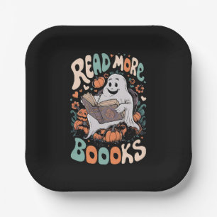 Cute Ghost Read More Books Teacher Halloween  Paper Plate