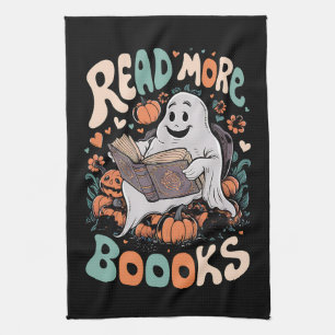 Cute Ghost Read More Books Teacher Halloween Tea Towel