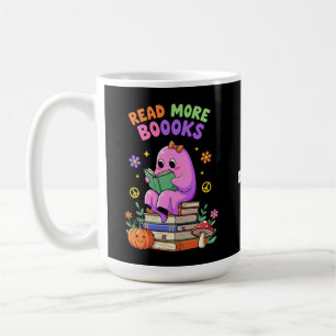 Cute Ghost “Read More Booooks” Funny Halloween Coffee Mug