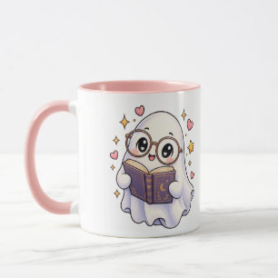Cute Ghost Reading a Book Coffee Mug