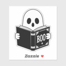 Cute Ghost Reading “Boo” - Funny Spooky Book Club