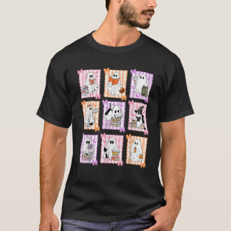 Cute Ghost Reading Book Halloween Coquette Ghost T T-Shirt