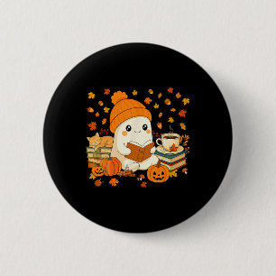 Cute Ghost Reading Book Lovers Autumn Fall Hallowe 6 Cm Round Badge