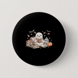 Cute Ghost Reading Book Lovers Autumn Fall Hallowe 6 Cm Round Badge