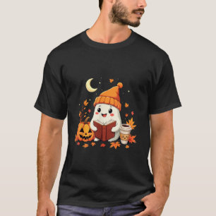 Cute Ghost Reading Book Lovers Halloween Autumn Gh T-Shirt