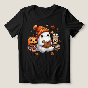 Cute Ghost Reading Book Lovers Halloween Ghost Tri-Blend Shirt