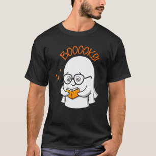 Cute Ghost Reading Books Booooks Teacher Halloween T-Shirt