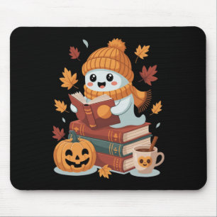Cute Ghost Reading Books - Fall Halloween Book Lov Mouse Mat