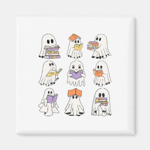 Cute Ghost Reading Books Funny Halloween Books Lov Magnet