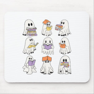 Cute Ghost Reading Books Funny Halloween Books Lov Mouse Mat