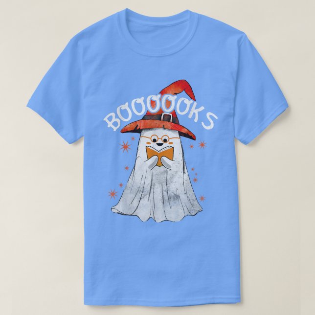 Cute Ghost Reading Booooks Top Book Teacher Hallow (Design Front)