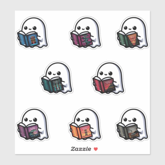 Cute ghost reading Throne of Glass (Sheet)