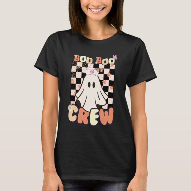 Cute Ghost RN Nurse Halloween, Boo Boo Crew T-Shirt (Front)