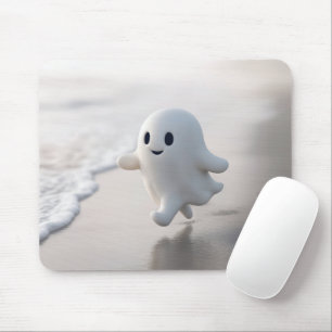 Cute Ghost Running On a Beach Mouse Mat