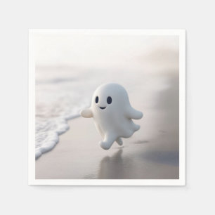 Cute Ghost Running On a Beach Napkin
