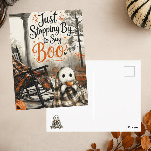Cute Ghost Saying Boo Cosy Happy Halloween  Postcard