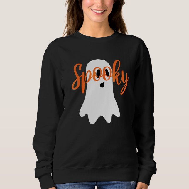 Cute Ghost Saying Boo Ghost Spooky Halloween Sweatshirt (Front)
