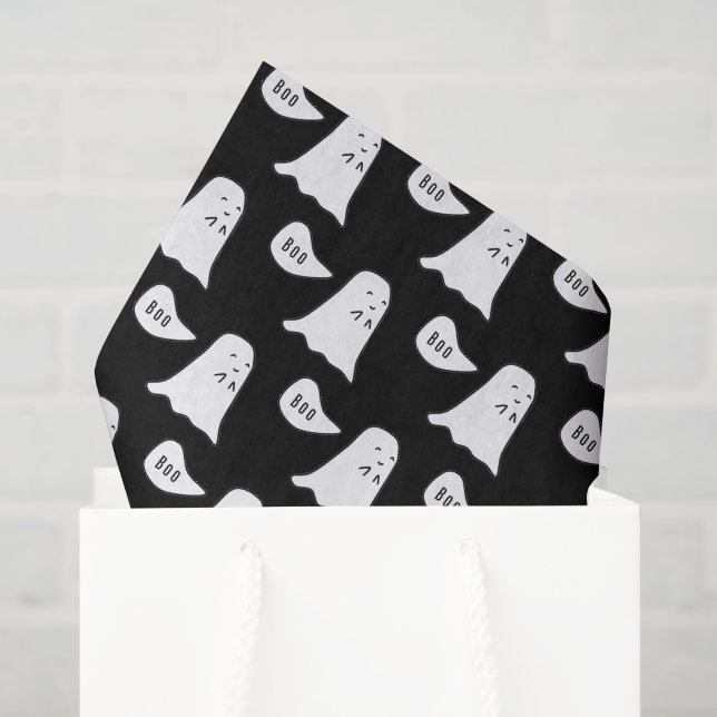Cute Ghost Says Boo Pattern Halloween Tissue Paper (Gift Bag)