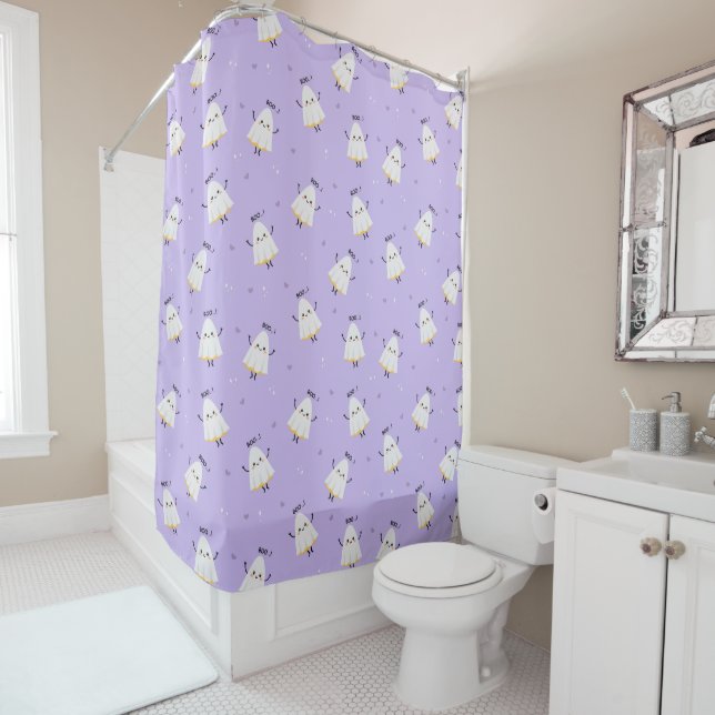 Cute Ghost Shower Curtain (In Situ)