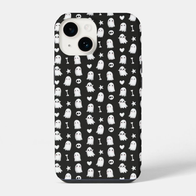 Cute Ghost Skulls Pattern Black Phone Case (Back)