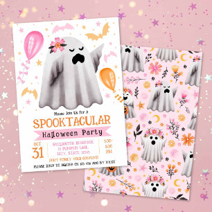 Cute Ghost Spooktacular Kids Halloween Party Invitation