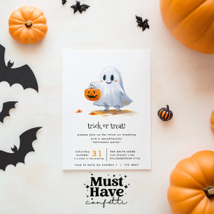 Cute Ghost Spooktacular Trick or Treating Party Invitation