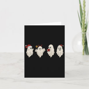 Cute Ghost Spooky Christmas Santa Hat Funny Family Card