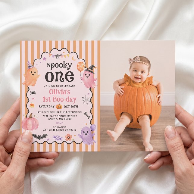 Cute Ghost Spooky One 1st Birthday Invitation (Creator Uploaded)
