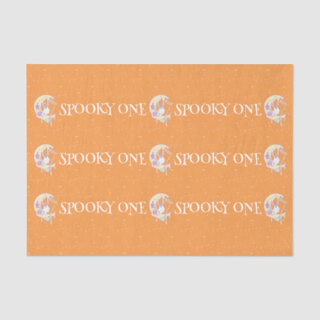 Cute Ghost Spooky One First Birthday Halloween Tissue Paper (Front)