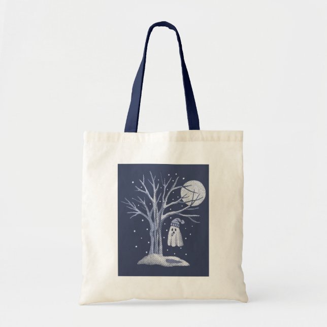 Cute ghost tasting fresh snow tote bag (Front)