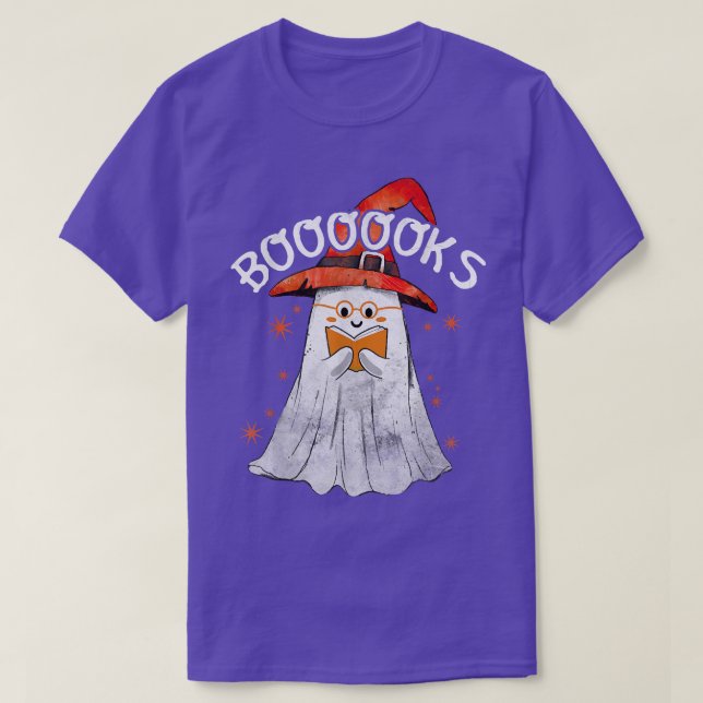 Cute Ghost Teacher Book Reading Booooks Top Hallow (Design Front)