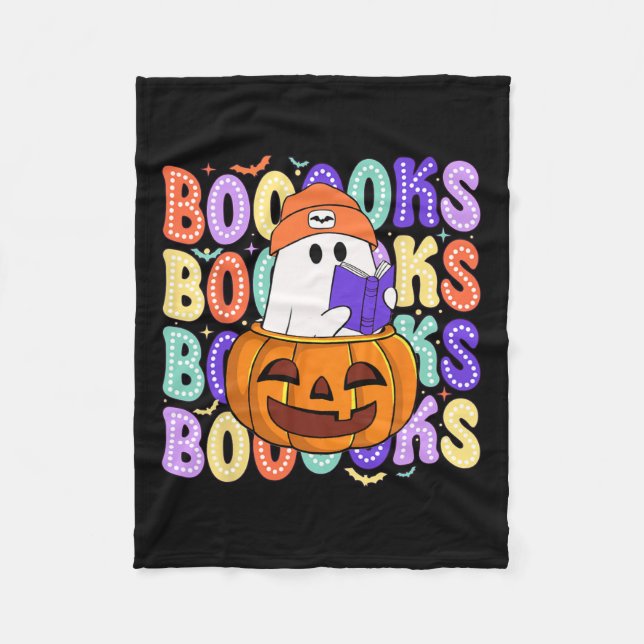 Cute Ghost Teacher Halloween Librarian Read More B Fleece Blanket (Front)